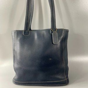 Coach Vintage 9305 Bleeker Bucket Tote Bag Deep Blue Legacy Leather. EUC. No tag